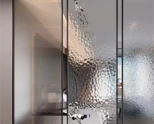 embossed glass partition